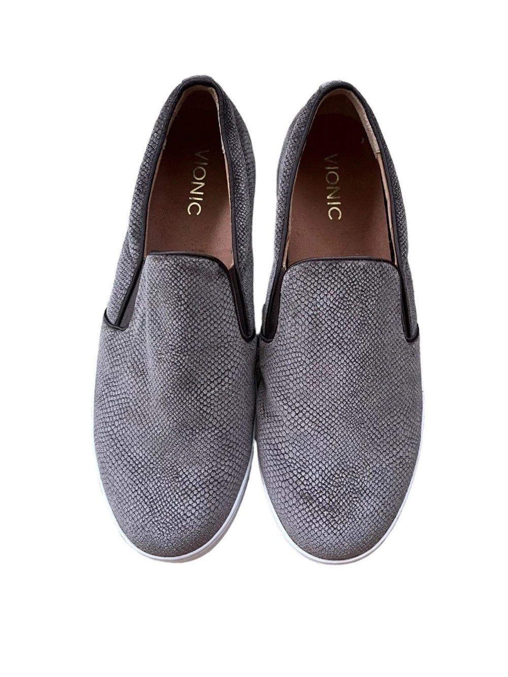 Vionic Splendid Midi Holiday Gray Velvet Slip On Sneakers Womens Size 10 Clean